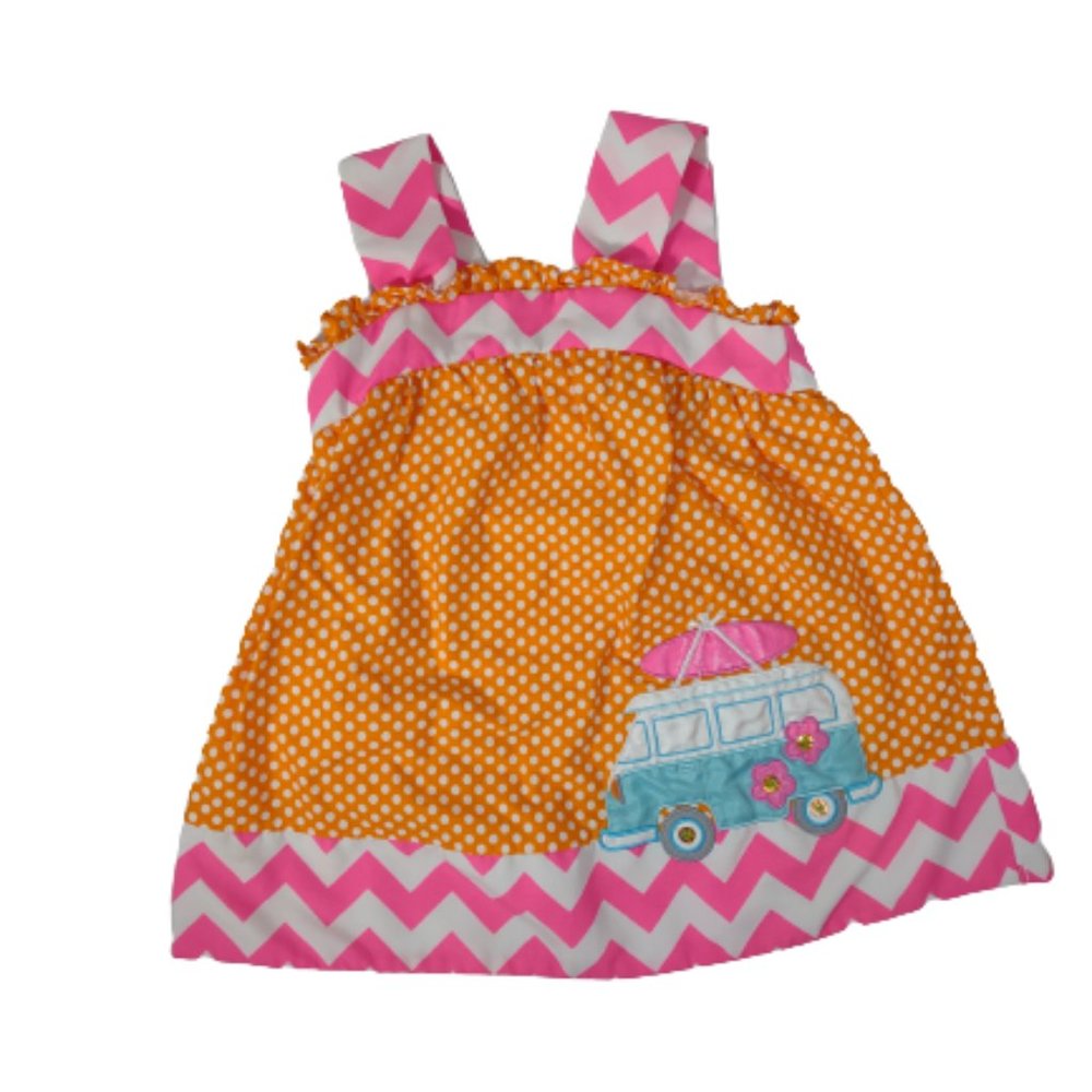 Rare Editions Girls Top Size 5 VW Bus Polka Dots Chevron Sleeveless